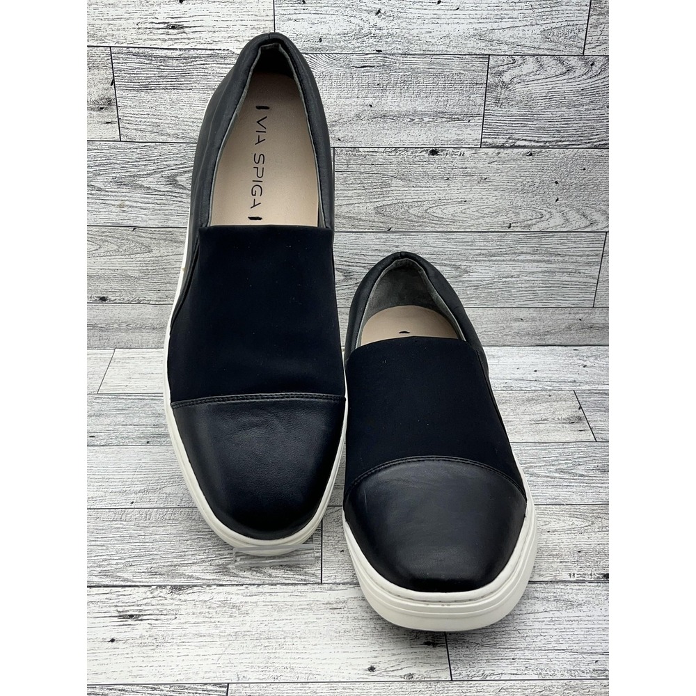 Via Spiga Shoes Womens Size 8.5 Slip On Leather‎ Sneakers Comfort Casual Flats